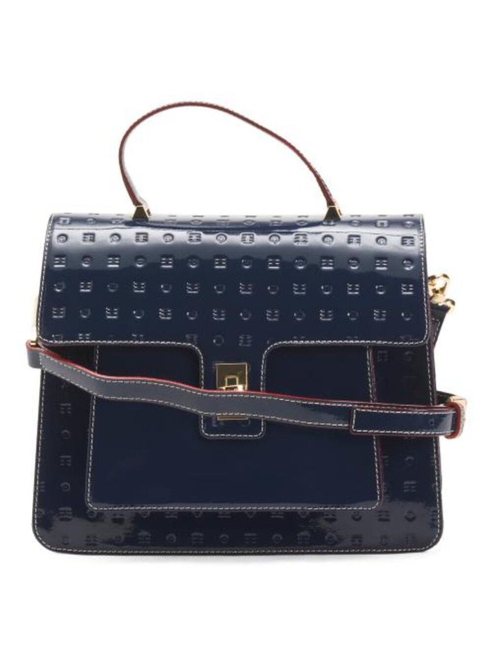 ARCADIA Made In Italy Patent Leather Stitch Top Handle Flap Bags